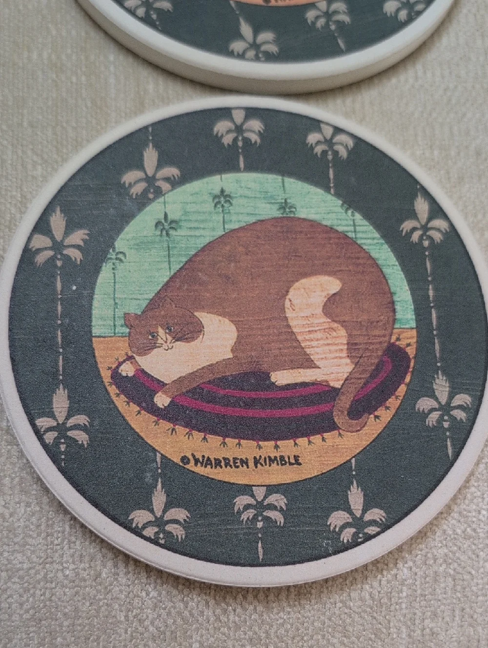 Vintage CoasterStone Warren Kimble Fat Cats Coasters Set of 4